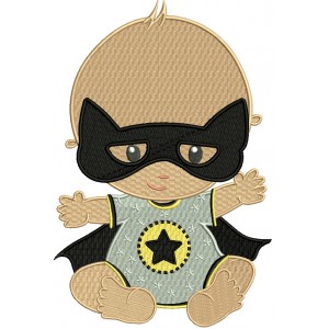 Super Baby Wearing a Mask Filled Machine Embroidery Design Digitized Pattern